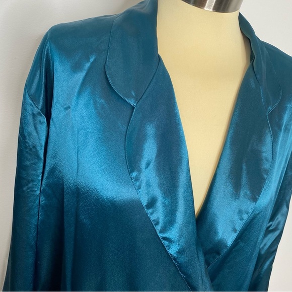 Victoria's Secet Gold Label Vintage Teal Double Breasted Long Sleeve Nightgown - Picture 4 of 11